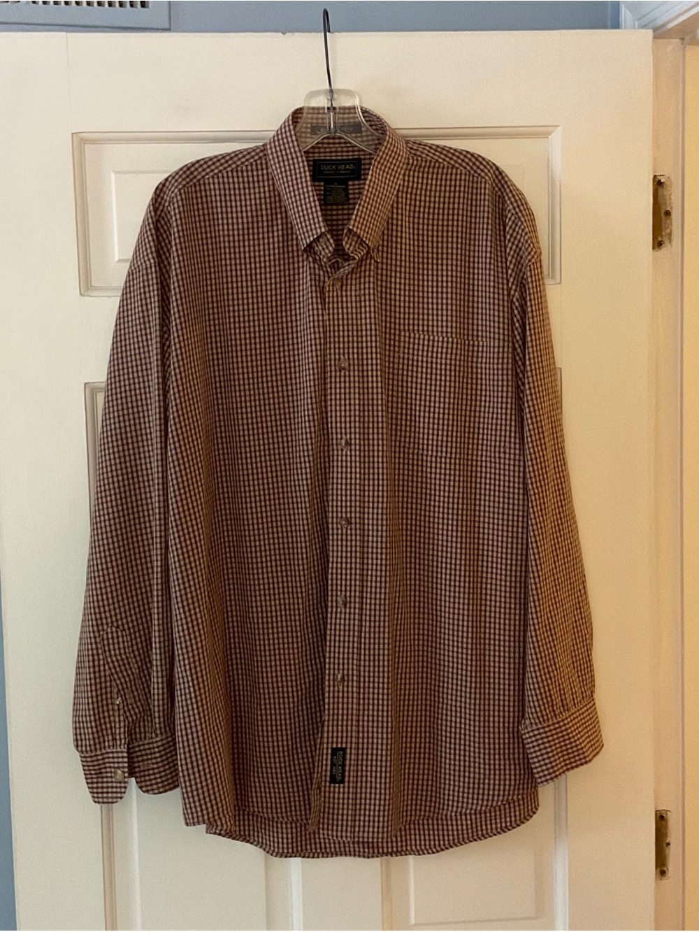 Duck Head Wrinkle Free Button Down Shirt‎ Purple Check Long Sleeve Men’s XL